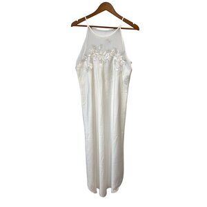Vintage 90s Natori Nightgown Size Medium Sheer Floral Lace Embroidered Intimate